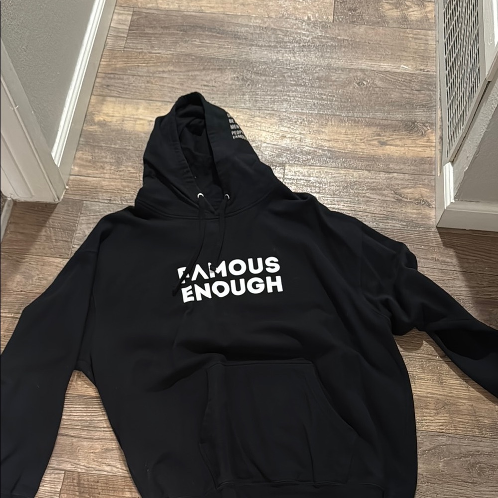 Black Hoodie with White Text